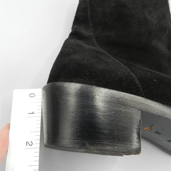 Theyskens Theory Black Suede Ankle Boots Sz 40 EU 9.5 US Low Block Heel Side Zip - Picture 11 of 12